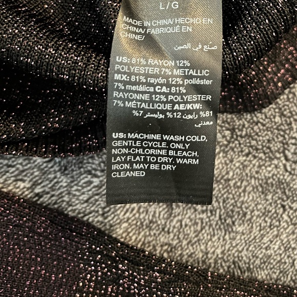 White House Black Market NWT black and plum long sleeve mini party dress large - Picture 5 of 5